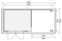 KARIBU Gartenhaus Kerko 5, Naturbelassen, Fichtenholz 19mm, 554 X 246 X 210 Cm, Flachdach, Anbau 2,4m Mit Rückwand -Gartenmöbel Geschäft 30544 5 06.jpg