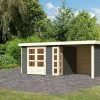 KARIBU Gartenhaus Kerko5 , Terragrau, Fichtenholz 19mm, 554 X 246 X 210 Cm, Flachdach, Anbau 2,4m Mit Rück- Und Seitenwand -Gartenmöbel Geschäft 30545 2 01.jpg