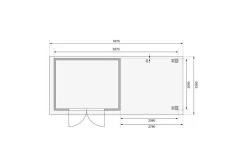 KARIBU Gartenhaus Kerko 4, Naturbelassen, Fichtenholz 19mm, 609 X 217 X 211 Cm, Flachdach, Anbau 2,8m Mit Rückwand -Gartenmöbel Geschäft 30547 3 06.jpg