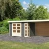 KARIBU Gartenhaus Kerko 4, Terragrau, Fichtenholz 19mm, 609 X 217 X 211 Cm, Flachdach, Anbau 2,8m Mit Rückwand -Gartenmöbel Geschäft 30547 4 01.jpg