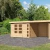 KARIBU Gartenhaus Kerko 5, Naturbelassen, Fichtenholz 19mm, 591,5 X 246 X 210 Cm, Flachdach, Anbau 2,8m Mit Rückwand -Gartenmöbel Geschäft 30547 5 01.jpg