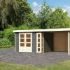 KARIBU Gartenhaus Kerko 5, Terragrau, Fichtenholz 19mm, 591,5 X 246 X 210 Cm, Flachdach, Anbau 2,8m Mit Rückwand -Gartenmöbel Geschäft 30547 6 01.jpg