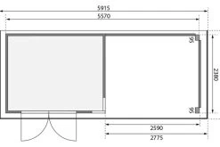 KARIBU Gartenhaus Kerko 5, Terragrau, Fichtenholz 19mm, 591,5 X 246 X 210 Cm, Flachdach, Anbau 2,8m Mit Rückwand -Gartenmöbel Geschäft 30547 6 06.jpg