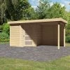 KARIBU Gartenhaus Schwandorf 3 , Naturbelassen, Fichtenholz 19mm, 467 X 217 X 218 Cm, Flachdach, Anbau 2,4m Mit Rückwand -Gartenmöbel Geschäft 30549 1 01.jpg