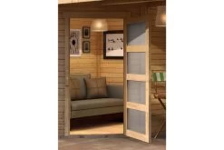 KARIBU Gartenhaus Schwandorf 3 , Naturbelassen, Fichtenholz 19mm, 467 X 217 X 218 Cm, Flachdach, Anbau 2,4m Mit Rückwand -Gartenmöbel Geschäft 30549 1 02.jpg