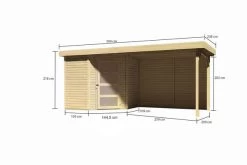 KARIBU Gartenhaus Schwandorf 3, Naturbelassen, Fichtenholz 19mm, 504,5 X 217 X 218 Cm, Flachdach, Anbau 2,8m Mit Rückwand -Gartenmöbel Geschäft 30551 1 05.jpg