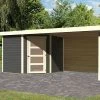 KARIBU Gartenhaus Schwandorf 5, Terragrau, Fichtenholz 19mm, 530 X 246 X 218 Cm, Flachdach, Anbau 2,8m Mit Rückwand -Gartenmöbel Geschäft 30551 4 01.jpg