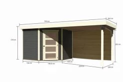 KARIBU Gartenhaus Schwandorf 5, Terragrau, Fichtenholz 19mm, 530 X 246 X 218 Cm, Flachdach, Anbau 2,8m Mit Rückwand -Gartenmöbel Geschäft 30551 4 05.jpg