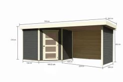 KARIBU Gartenhaus Schwandorf5 , Naturbelassen, Fichtenholz 19mm, 530 X 246 X 218 Cm, Flachdach, Anbau 2,8m Mit Rück- Und Seitenwand 16 KARIBU Gartenhaus Schwandorf5 , Naturbelassen, Fichtenholz 19mm, 530 X 246 X 218 Cm, Flachdach, Anbau 2,8m Mit Rück- Und Seitenwand -Gartenmöbel Geschäft 30552 05.jpg