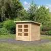KARIBU Gartenhaus Stockach 2, Naturbelassen, Fichtenholz 19mm, 212 X 186 X 197 Cm, Pultdach, Doppelflügeltür -Gartenmöbel Geschäft 30554 1 01.jpg