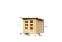 KARIBU Gartenhaus Stockach 2, Naturbelassen, Fichtenholz 19mm, 212 X 186 X 197 Cm, Pultdach, Doppelflügeltür -Gartenmöbel Geschäft 30554 1 05.jpg