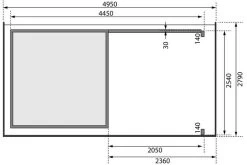 KARIBU Gartenhaus Kandern3 , Naturbelassen, Fichtenholz 28mm, 522,5 X 244 X 222 Cm, Pultdach, Anbau 2,35m Mit Rückwand -Gartenmöbel Geschäft 30555 1 06.jpg