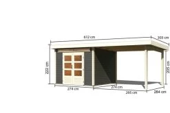 KARIBU Gartenhaus Kandern 6, Terragrau, Fichtenholz 28mm, 612 X 274 X 222 Cm, Pultdach, Anbau 3,2m -Gartenmöbel Geschäft 30558 1 05.jpg