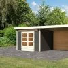 KARIBU Gartenhaus Kandern6 , Terragrau, Fichtenholz 28mm, 612 X 274 X 222 Cm, Pultdach, Anbau 3,2m Mit Rück- Und Seitenwand -Gartenmöbel Geschäft 30560 1 01.jpg