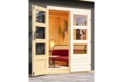 KARIBU Gartenhaus Northeim 4, Terragrau, Fichtenholz 40mm, 724 X 309 X 229 Cm, Pultdach, Anbau 3m Mit Rückwand -Gartenmöbel Geschäft 30561 4 03.jpg