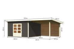 KARIBU Gartenhaus Northeim 5, Terragrau, Fichtenholz 40mm, 724 X 369 X 229 Cm, Pultdach, Anbau 3m Mit Rückwand -Gartenmöbel Geschäft 30561 6 05.jpg