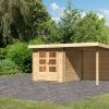 KARIBU Gartenhaus Bastrup2 , Naturbelassen, Fichtenholz 28mm, 454,5 X 237 X 220 Cm, Pultdach, Anbau 2m Mit Rückwand -Gartenmöbel Geschäft 30563 1 01.jpg