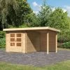 KARIBU Gartenhaus Bastrup4 , Naturbelassen, Fichtenholz 28mm, 454,5 X 297 X 222 Cm, Pultdach, Anbau 2m Mit Rückwand -Gartenmöbel Geschäft 30563 3 01.jpg
