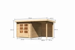 KARIBU Gartenhaus Bastrup4 , Naturbelassen, Fichtenholz 28mm, 454,5 X 297 X 222 Cm, Pultdach, Anbau 2m Mit Rückwand -Gartenmöbel Geschäft 30563 3 05.jpg