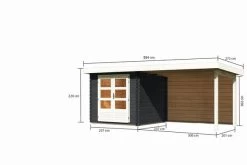 KARIBU Gartenhaus Bastrup2 , Anthrazit, Fichtenholz 28mm, 554 X 237 X 220 Cm, Pultdach, Anbau 3m Mit Rückwand -Gartenmöbel Geschäft 30566 2 05.jpg