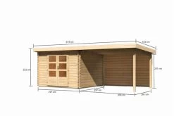 KARIBU Gartenhaus Bastrup5 , Naturbelassen, Fichtenholz 28mm, 614,5 X 297 X 222 Cm, Pultdach, Anbau 3m Mit Rückwand -Gartenmöbel Geschäft 30566 7 05.jpg