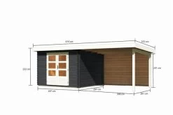 KARIBU Gartenhaus Bastrup5 , Anthrazit, Fichtenholz 28mm, 614 X 297 X 222 Cm, Pultdach, Anbau 3m Mit Rückwand -Gartenmöbel Geschäft 30566 8 05.jpg