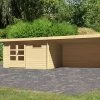 KARIBU Gartenhaus Bastrup 8, Naturbelassen, Fichtenholz 28mm, 804,5 X 297 X 222 Cm, Pultdach, Anbau 4m Mit Rückwand -Gartenmöbel Geschäft 30569 01.jpg