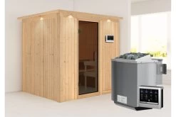KARIBU Sodin Sauna , Naturbelassen, Fichte, 210x184x202 Cm, Fronteinstieg, Graphitfarbene Tür U.Kranz, Ofen 4,5 KW Bio Ext. Strg. -Gartenmöbel Geschäft 30680 3 02.jpg