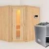 KARIBU Siirin Sauna , Naturbelassen, Fichte, 196x170x198 Cm, Eckeinstieg, Energiespartür, Ofen 4,5 KW Ext. Strg. Easy -Gartenmöbel Geschäft 30683 2 01.jpg