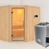 KARIBU Siirin Sauna , Naturbelassen, Fichte, 196x170x198 Cm, Eckeinstieg, Klarglastür, Ofen 4,5 KW Ext. Strg. Easy -Gartenmöbel Geschäft 30689 2 01.jpg