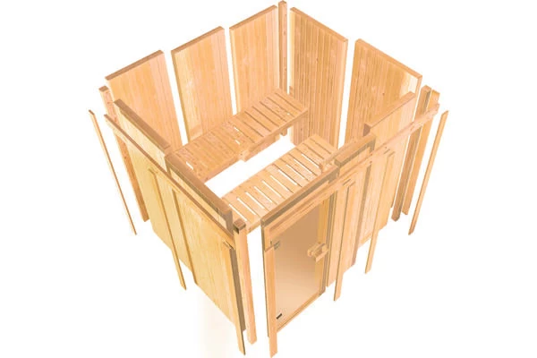 KARIBU Tromsö Sauna , Naturbelassen, Fichte, 196x178x198 Cm,SETOfen 4,5 KW Integr. Strg. 6 KARIBU Tromsö Sauna , Naturbelassen, Fichte, 196x178x198 Cm,SETOfen 4,5 KW Integr. Strg. – Bild 4