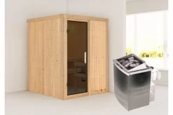 KARIBU Norin Sauna, Naturbelassen, Fichte, 151 X 151 X 198 Cm, Fronteinstieg, Mit Graphitfarbener Tür, SET Mit Ofen 4,5 KW Integr. Str. -Gartenmöbel Geschäft 30909 1 02.jpg