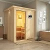 KARIBU Norin Sauna, Naturbelassen, Fichte, 165 X 165 X 202 Cm, Fronteinstieg, Mit Klarglastür Und Kranz, SET Mit Ofen 4,5 KW Ext. Strg. Easy -Gartenmöbel Geschäft 30910 5 01.jpg