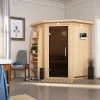KARIBU Larin Sauna, Naturbelassen, Fichte, 165 X 165 X 202 Cm, Eckeinstieg, Mit Graphitfarbener Tür Und Kranz, SET Mit Ofen 4,5 KW Ext. Strg. Easy -Gartenmöbel Geschäft 30913 5 01.jpg