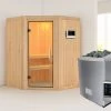KARIBU Larin Sauna, Naturbelassen, Fichte, 151 X 151 X 198 Cm, Eckeinstieg, Mit Klarglastür, SET Mit Ofen 4,5 KW Ext. Strg. Easy -Gartenmöbel Geschäft 30914 2 01.jpg