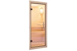 KARIBU Larin Sauna, Naturbelassen, Fichte, 151 X 151 X 198 Cm, Eckeinstieg, Mit Klarglastür, SET Mit Ofen 4,5 KW Ext. Strg. Easy -Gartenmöbel Geschäft 30914 2 02.jpg