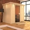 KARIBU Bodin Sauna, Naturbelassen, Fichte, 210 X 165 X 202 Cm, Fronteinstieg,mit Bronzierter Tür Und Kranz SETmit Ofen 4,5 KW Integr. Str. -Gartenmöbel Geschäft 30925 4 01.jpg