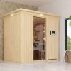 KARIBU Bodin Sauna, Naturbelassen, Fichte, 210 X 165 X 202 Cm, Fronteinstieg,mit Bronzierter Tür Und Kranz SETmit Ofen 4,5 KW Ext. Strg. Easy -Gartenmöbel Geschäft 30925 5 01.jpg