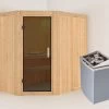 KARIBU Carin Sauna, Naturbelassen, Fichte, 196 X 151 X 198 Cm, Eckeinstieg,mit Graphitfarbener Tür SETmit Ofen 4,5 KW Integr. Str. -Gartenmöbel Geschäft 30930 1 01.jpg