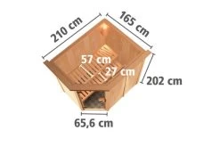 KARIBU Carin Sauna, Naturbelassen, Fichte, 210 X 165 X 202 Cm, Eckeinstieg,mit Graphitfarbener Tür Und Kranz SETmit Ofen 4,5 KW Ext. Strg. Easy -Gartenmöbel Geschäft 30930 5 05.jpg