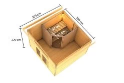 KARIBU Mainburg 1 Saunahaus, Terragrau, Fichte, 309x309x229 Cm, SET 1 Mit Doppelflügeltür, Vorraum Und 9 KW Bio-Ofen -Gartenmöbel Geschäft 31317 6 05.jpg