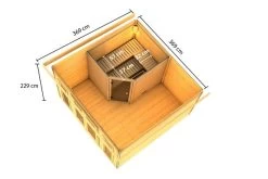 KARIBU Mainburg 3 Saunahaus, Naturbelassen, Fichte, 369x369x229 Cm, SET B Mit Doppelflügeltür Und Vorraum 20 KARIBU Mainburg 3 Saunahaus, Naturbelassen, Fichte, 369x369x229 Cm, SET B Mit Doppelflügeltür Und Vorraum -Gartenmöbel Geschäft 31322 1 05.jpg