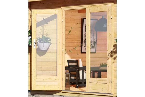 KARIBU Mainburg 4 Saunahaus, Naturbelassen, Fichte, 490x368x229 Cm, SET A Mit Doppelflügeltür, Vorraum Und 9 KW Bio-Ofen 5 KARIBU Mainburg 4 Saunahaus, Naturbelassen, Fichte, 490x368x229 Cm, SET A Mit Doppelflügeltür, Vorraum Und 9 KW Bio-Ofen – Bild 3