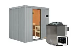 KARIBU Sodin Sauna, Lichtgrau, Fichte, 196x170x198 Cm, Inkl. Fronteinstieg, Ganzglastür Und 4,5 KW Bio-Ofen Ext. Strg. -Gartenmöbel Geschäft 31329 4 02.jpg