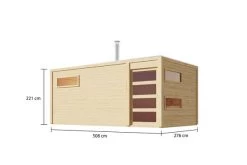 KARIBU Hygge Saunahaus, Naturbelassen, Fichte, 508x276x221 Cm Mit Holzofen, Inkl. Drei Liegen -Gartenmöbel Geschäft 31400 1 05.jpg