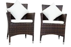 OUTFLEXX 2er-Set Sessel, Braun Marmoriert, Polyrattan, Inkl Polster Und Kissen