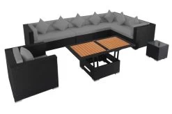 OUTFLEXX Loungemöbel-Set, Schwarz, Polyrattan, Für 8 Personen, Inkl. Loungetisch, Wasserfeste Kissenbox -Gartenmöbel Geschäft 3 1380 BOX D.jpg