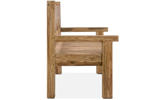 OUTFLEXX Gartenbank, Natur, Recyceltes FSC®-Teakholz, 160x73cm, Mit Rücken- Und Armlehnen, Rustikal Gebürstet 7 OUTFLEXX Gartenbank, Natur, Recyceltes FSC®-Teakholz, 160x73cm, Mit Rücken- Und Armlehnen, Rustikal Gebürstet – Bild 5