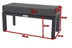 VILLANA Hocker / Fußablage, Schwarz/grau Meliert, Alu/Polyester, 100 X 46 X 46 Cm, Inkl. Kissen -Gartenmöbel Geschäft 3 16471.jpg