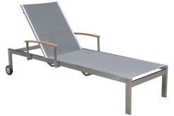 OUTFLEXX Sonnenliegen-Set, Silber, Edelstahl/FSC-Teak, 195,5x74x35cm, Mit Armlehnen, Inkl. Beistelltisch 45x45cm -Gartenmöbel Geschäft 3 16546.jpg